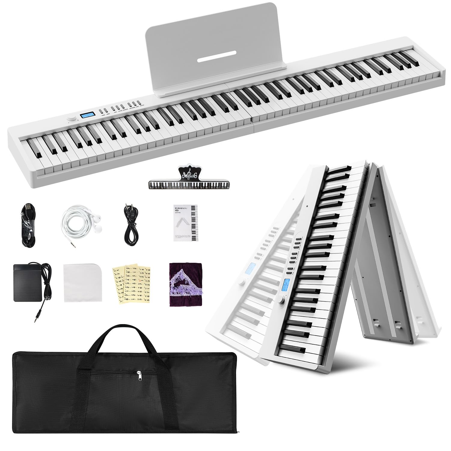 Amazon | YOPIN 電子ピアノ 88鍵盤 折りたたみ式 電子キーボード MIDI